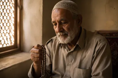 Elderly Middle Eastern Man with Prayer Beads