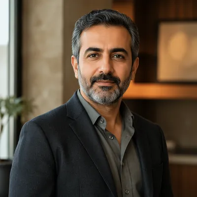 Distinguished Middle Eastern Man in Modern Interior