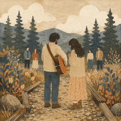 Acoustic Gathering on Pine Forest Path