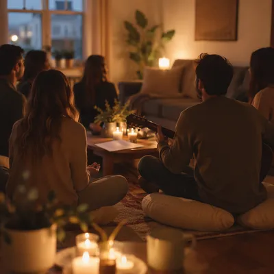 Cozy Living Room Acoustic Gathering