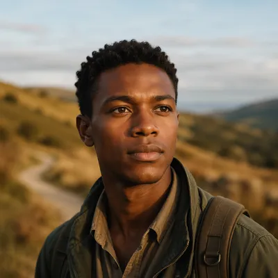 Young Man Portrait on Country Path