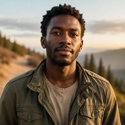 Young Man Portrait on Hillside Trail