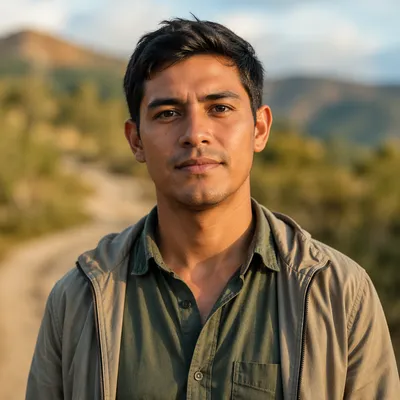 Young Man Portrait on Rural Path