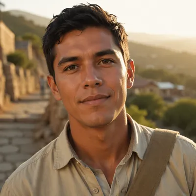 Young Man Portrait in Village Light