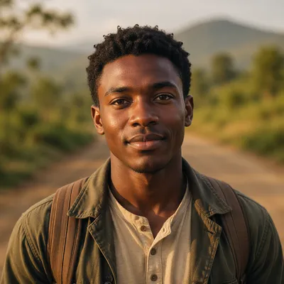 Young Man Portrait on Rural Path