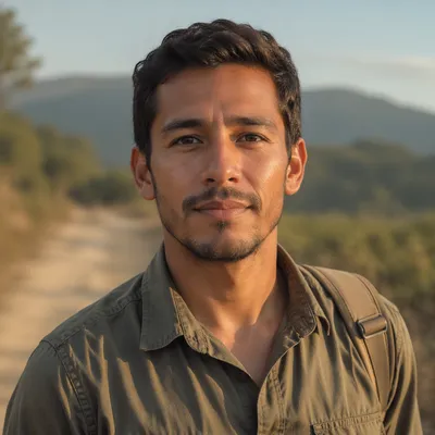 Young Man Portrait on Dusty Path