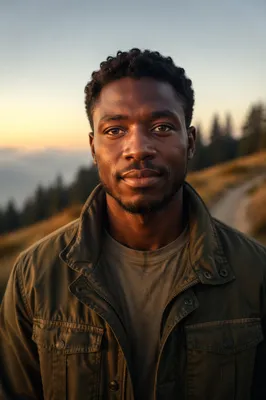 Young Man Portrait on Hillside Trail