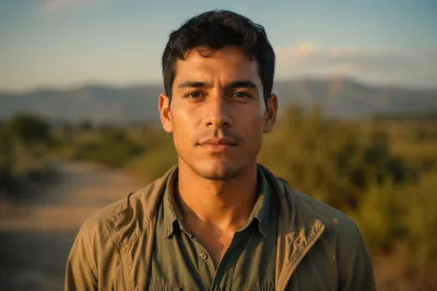 Young Man Portrait on Rural Path