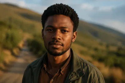Young Man Portrait on Rural Path