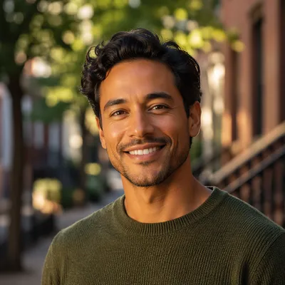 Smiling Mixed Heritage Man at Golden Hour