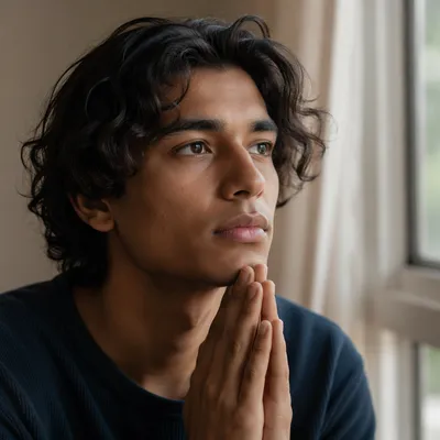 Contemplative Portrait by Soft Window Light