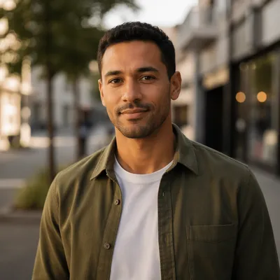 Casual Mixed Race Man City Portrait