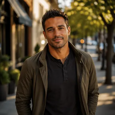 Confident Mixed Race Man City Portrait