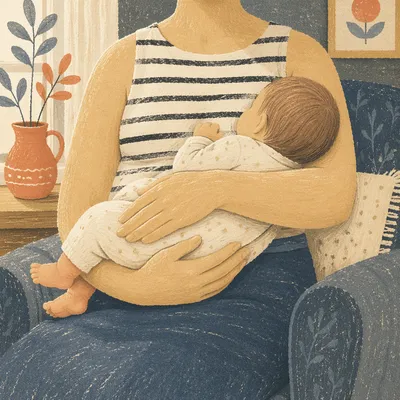 Tender Mother Cradling Newborn at Home