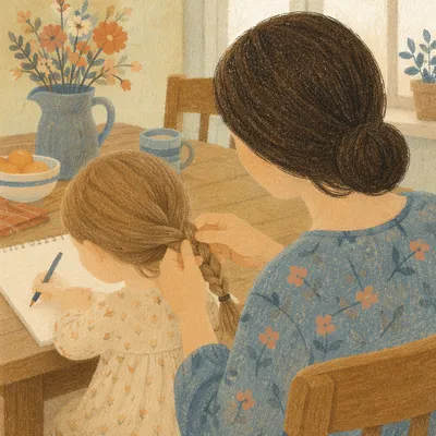 Tender Mother Braiding Child Hair