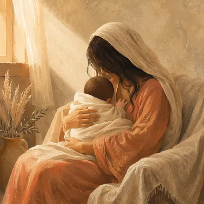 Tender Mother and Infant Embrace