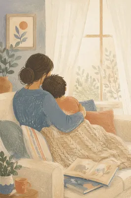 Tender Mother and Child Morning Embrace