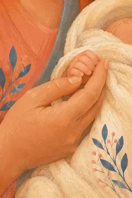 Tender Mother and Newborn Hand Bond