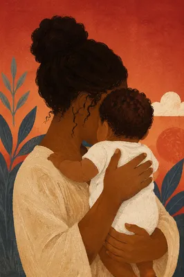 Tender Mother and Infant Embrace Portrait