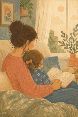 Mother and Child by Sunlit Window