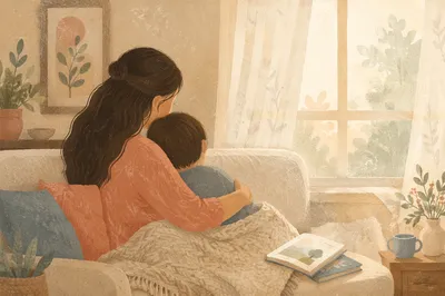 Tender Mother and Child Morning Embrace