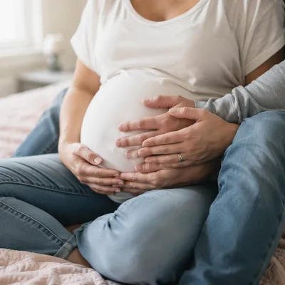 Tender Expectant Mother Family Bonding Moment