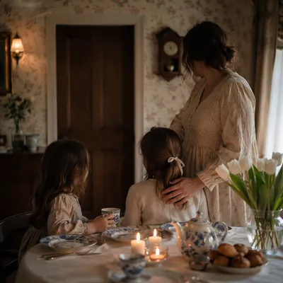 Tender Mother and Child at Cozy Table
