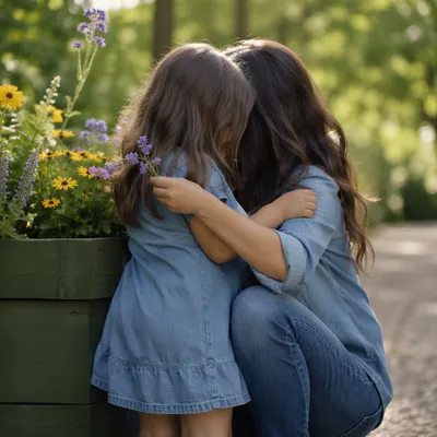 Mother and Child Tender Garden Hug