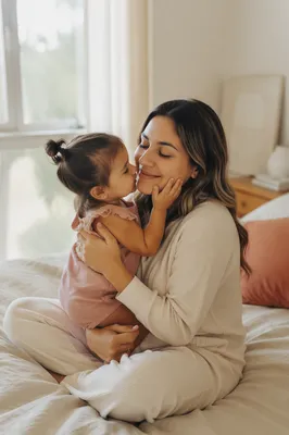 Mother and Toddler Sharing Tender Morning Embrace