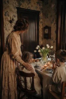 Tender Mother and Child at Cozy Table
