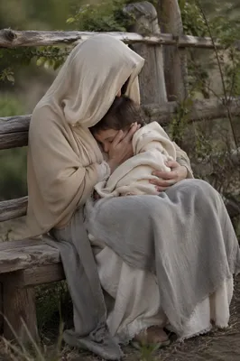 Tender Mother and Child Garden Embrace