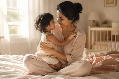 Tender Mother and Toddler by Window