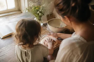 Tender Mother and Child Baking Moment