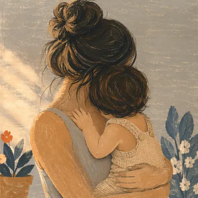 Mother and Child Embrace in Warm Light