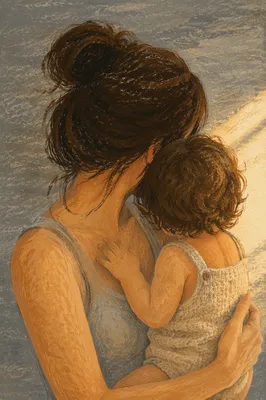 Mother and Child Embrace in Warm Light