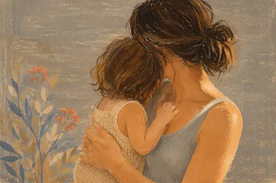 Mother and Child Embrace in Warm Light