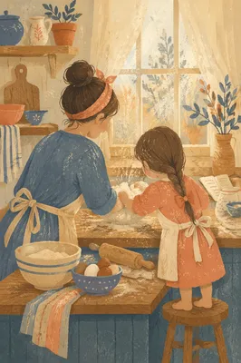 Mother and Daughter Baking Fellowship Kitchen