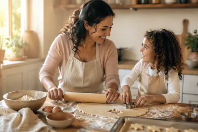 Mother and Daughter Baking Cookies Together