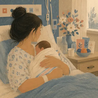 Tender Mother and Newborn Hospital Moment