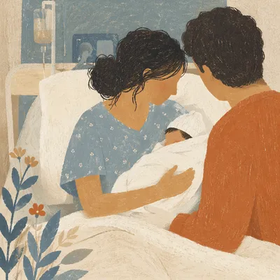 Tender Postpartum Mother and Newborn Moment