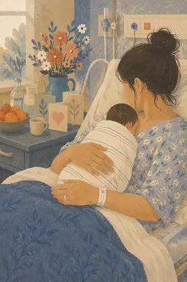Tender Mother and Newborn Hospital Moment