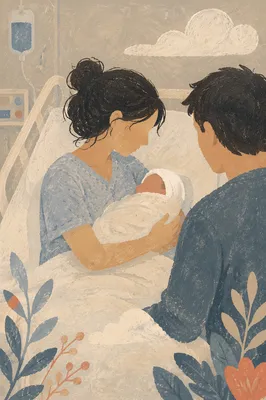 Tender Postpartum Mother and Newborn Moment