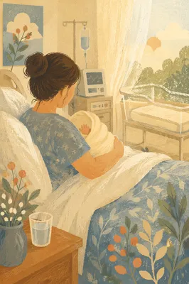 Tender Mother and Newborn in Hospital