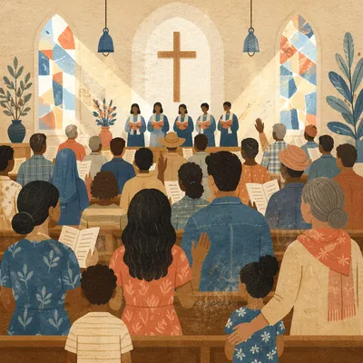 Multicultural Congregation Singing in Morning Chapel