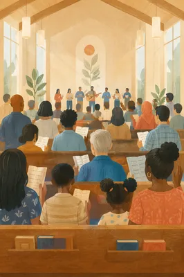 Multicultural Congregation Singing in Morning Chapel