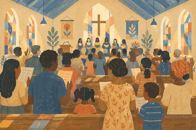 Multicultural Congregation Singing in Morning Chapel