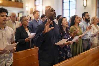 Diverse Church Congregation Singing Together