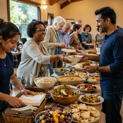 Multicultural Community Potluck in Bright Hall