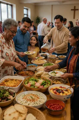 Multicultural Church Fellowship Meal in Community Hall
