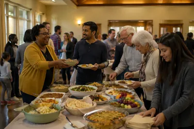 Multicultural Potluck Gathering in Bright Hall